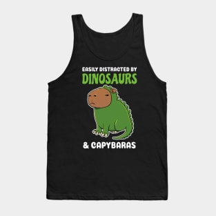 Easily Distracted by Dinosaurs and Capybaras Cartoon Tank Top